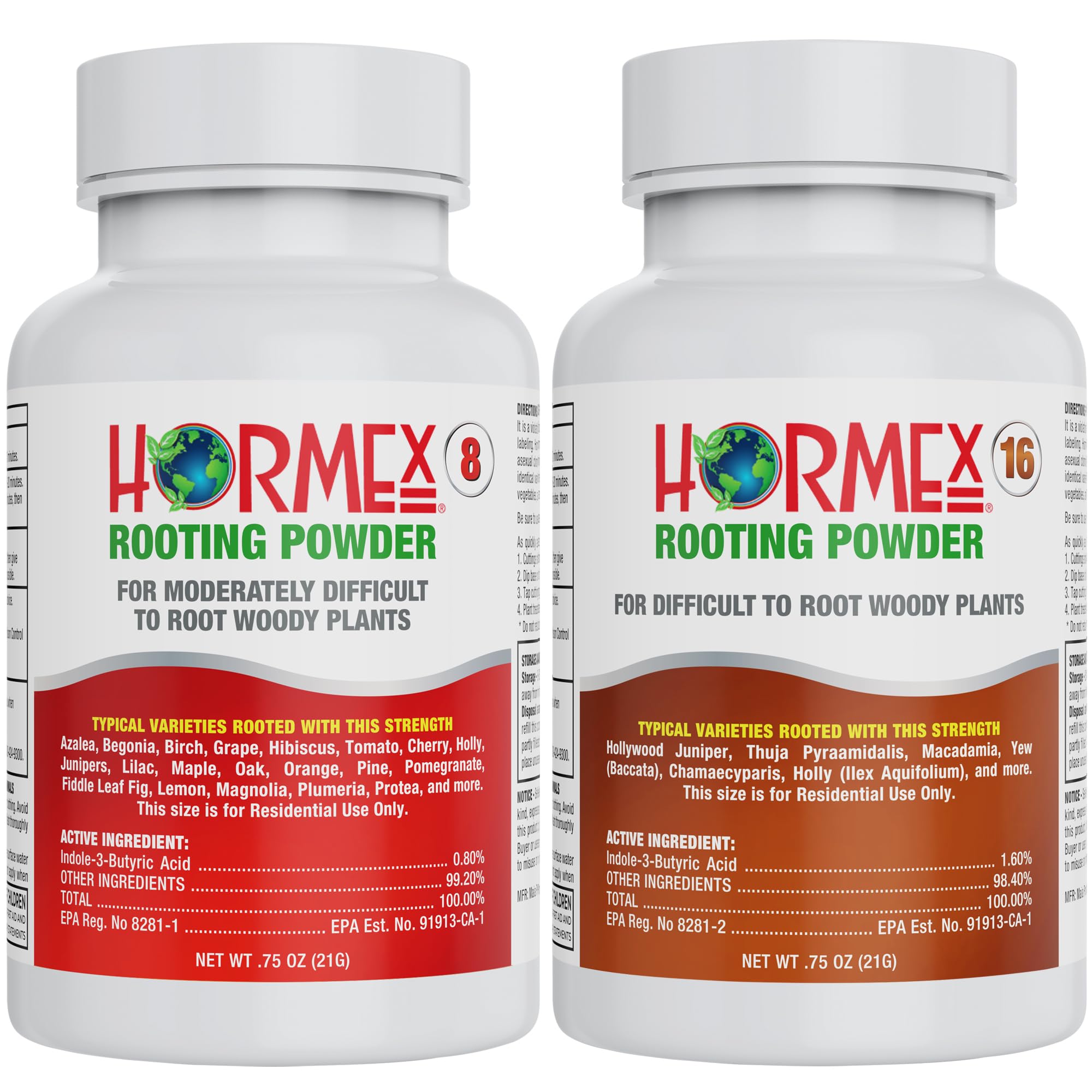 Hormex Rooting Hormone for Cuttings #16 - Max-Strength Powder (1.60% IBA) | Maximum Strength Rooting Hormone, Root Stimulator for Plants, Rooting Powder Compound for Difficult Hardwood Plants & Trees