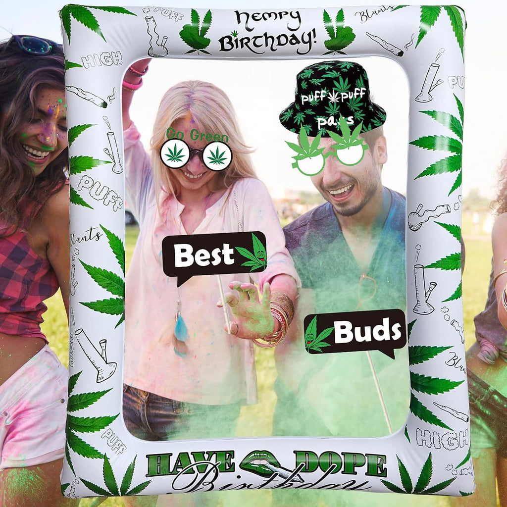 13 Pack Weed Theme Birthday Party Photo Booth Props for Pictures & Decorations Pot Leaves Cannabis Marijuana Hemp 420 Weed Party Decors for Adults Have a Dope 420 Birthday Party Supplies