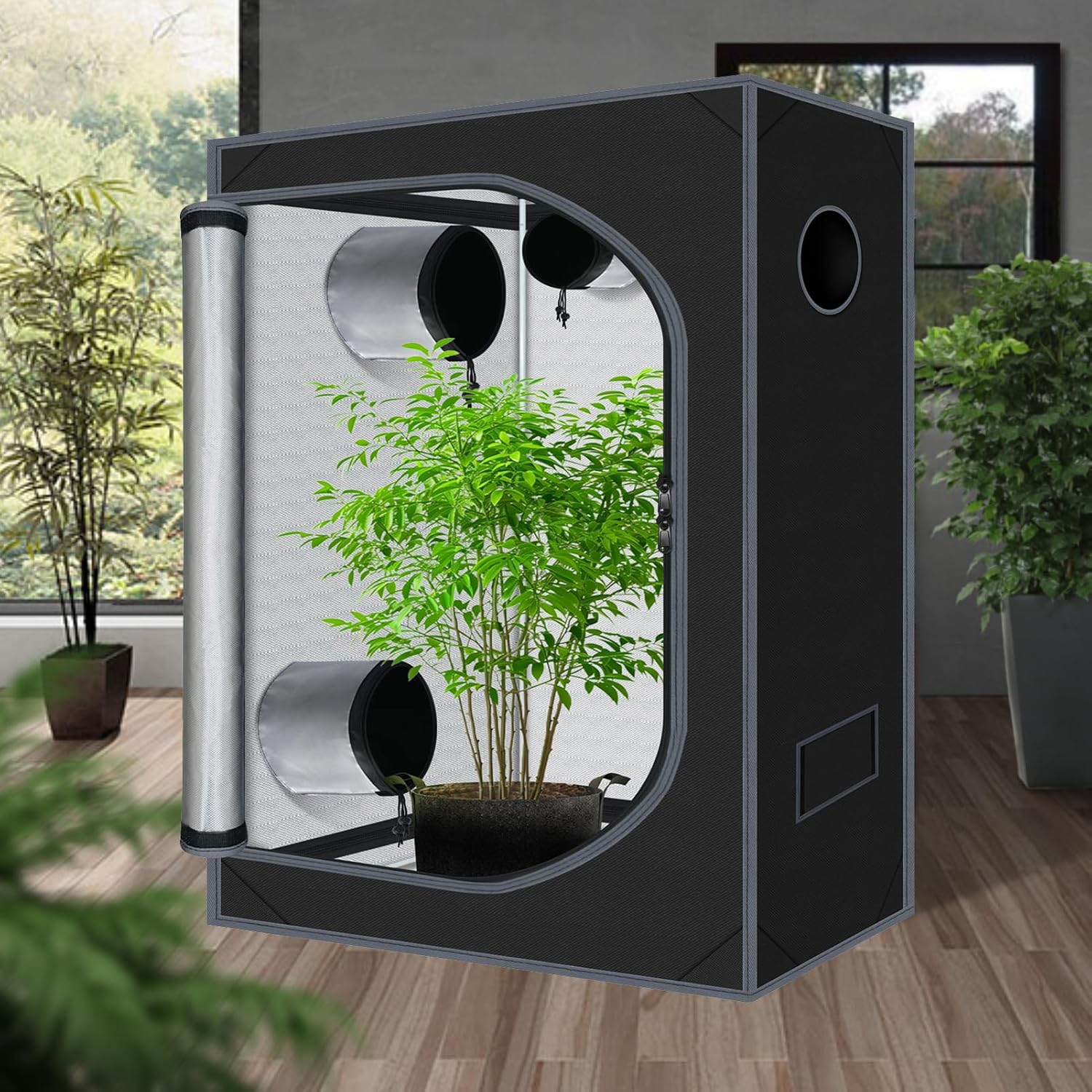 4x2 Grow Tent Plant Tent 600D Mylar Hydroponic 48"x24"x60" Grow Tent | 100% Reflective Mylar Interior, Easy-view Window,Heavy-Duty Zippers, Sturdy Frame,Removable Floor Tray for Indoor Plant