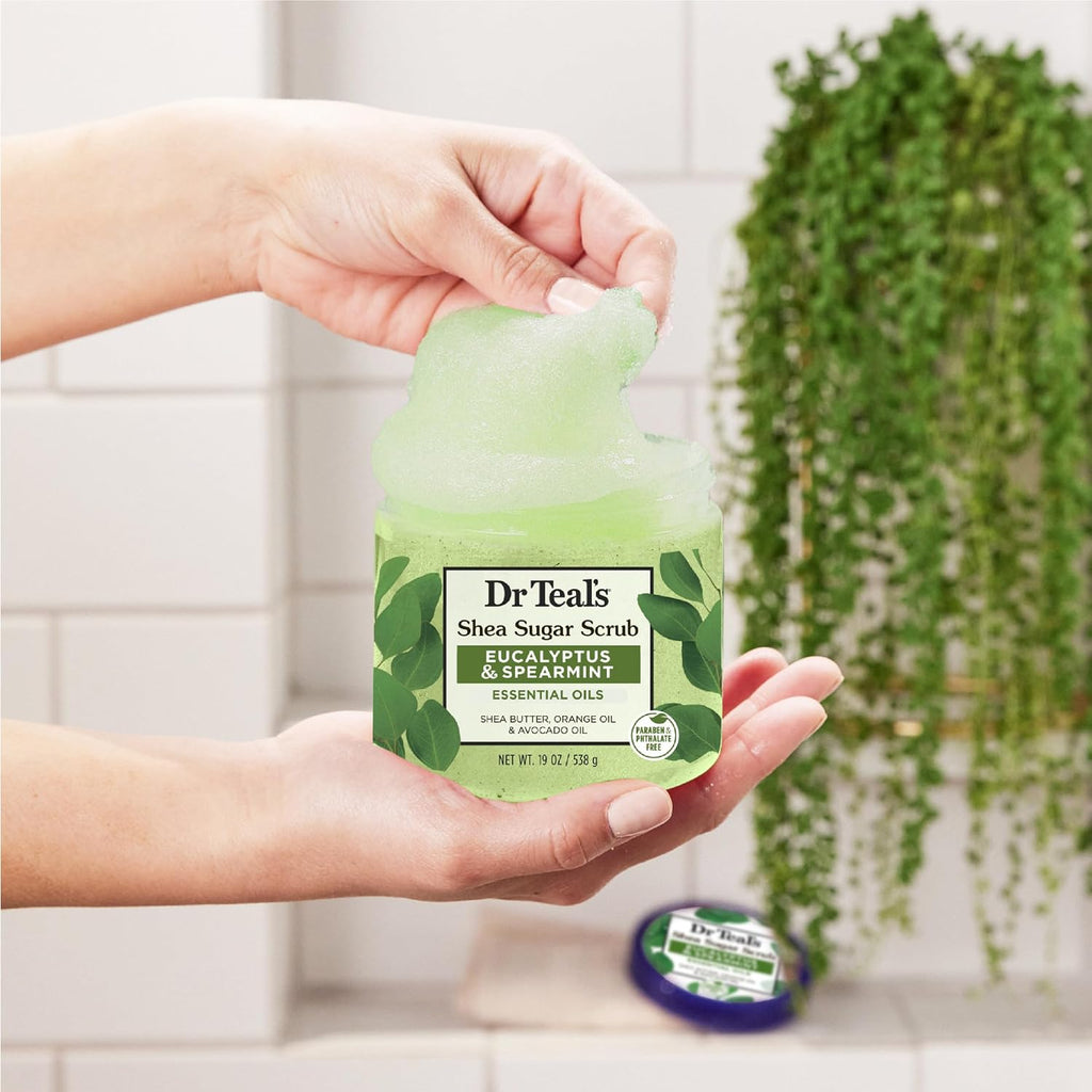 Dr Teal's Shea Sugar Body Scrub, Cannabis Sativa Hemp Seed Oil with Essential Oils, 19 oz (Pack of 3)