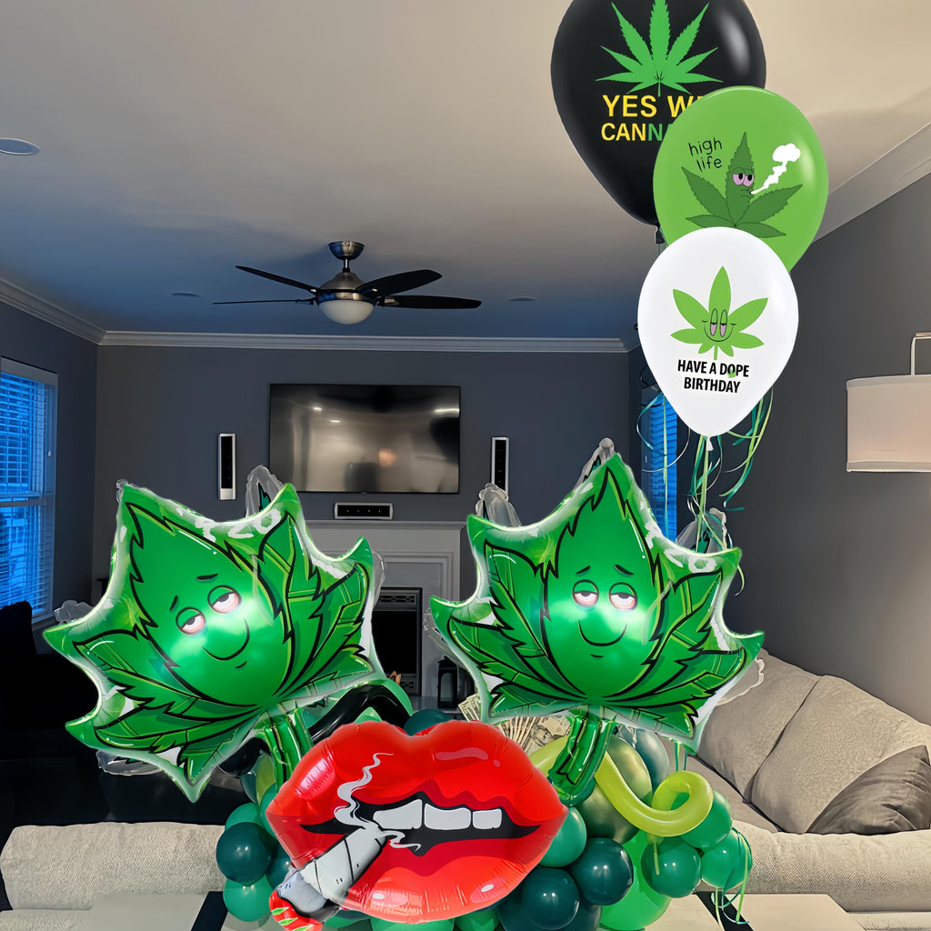 6 PCS Weed Marijuana Balloons/Weed Party Decorations for Adults/420 party decorations/Cannabis Birthday Themed Party/Lets Get Lit /Marijuana Theme Weed Aluminum Balloon/Weed Balloons Party Supplies