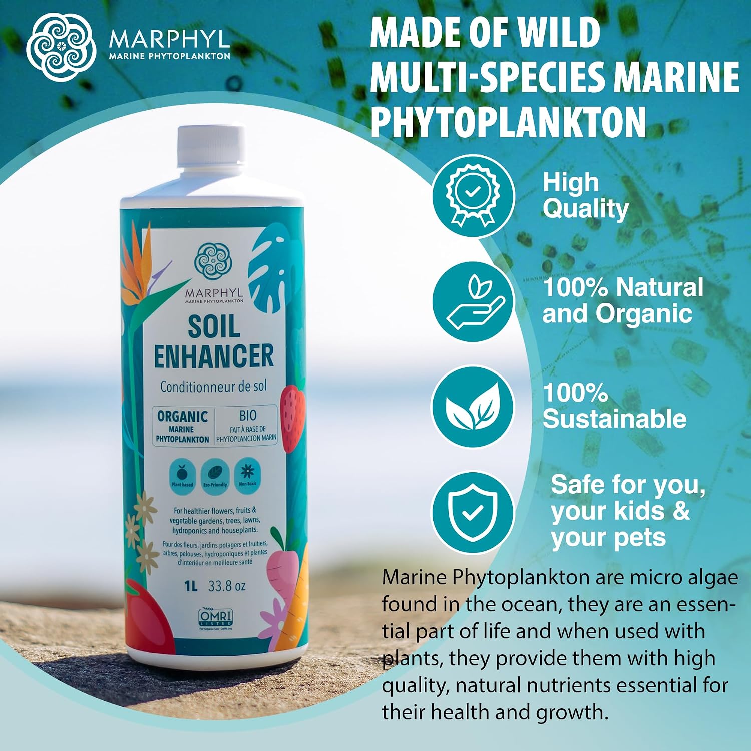 MARPHYL All-Purpose Plant Food – Organic Nutrient-Rich Fertilizer & Soil Enhancer for Indoor & Outdoor Flowers, Vegetables, Succulents, Bamboo & Hydroponics