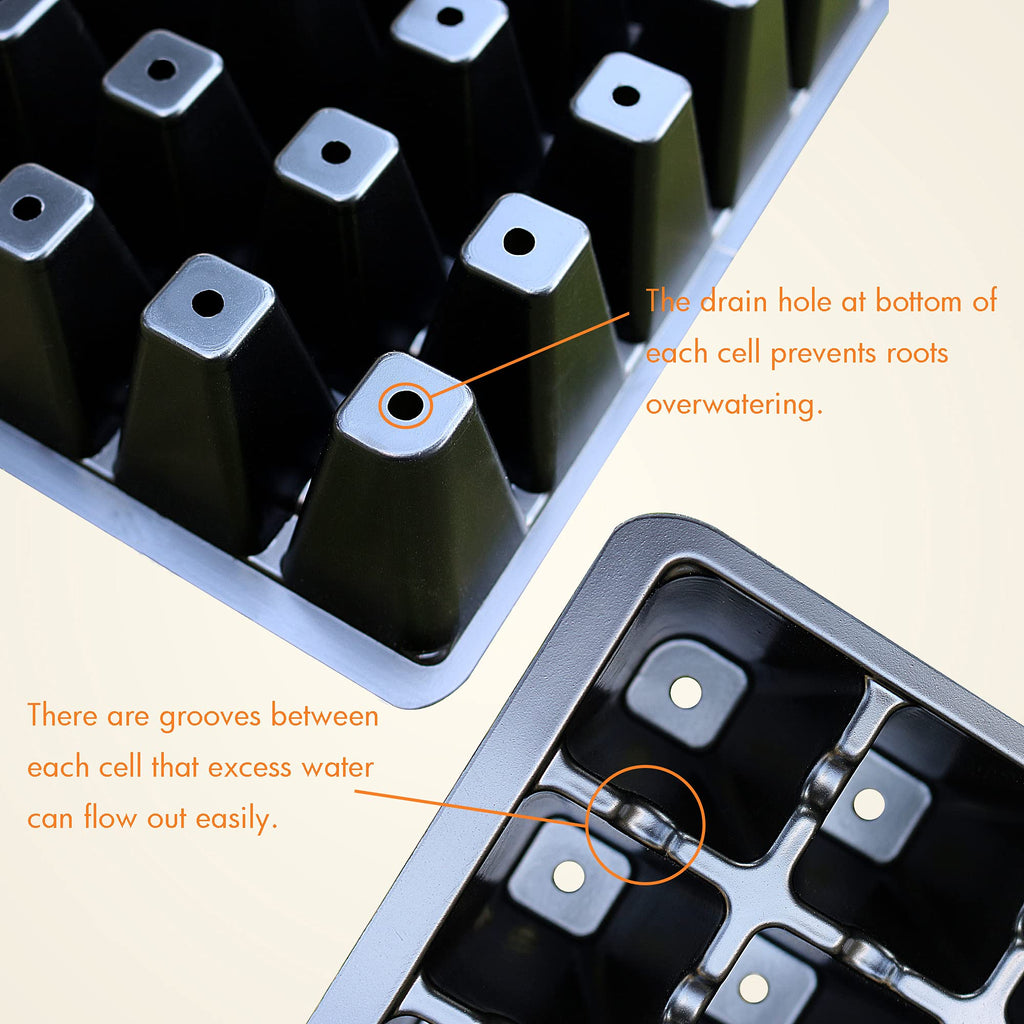 Gardzen 5-Set Seed Starter Tray Kits, Durable Plant Germination Trays with Humidity Vented Domes and Bases, Ideal for Seed Starting, Indoor Gardening, and Greenhouse (Total 200 Cells) | Durable Plant Germination Kit with Humidity Control Domes for Indoor