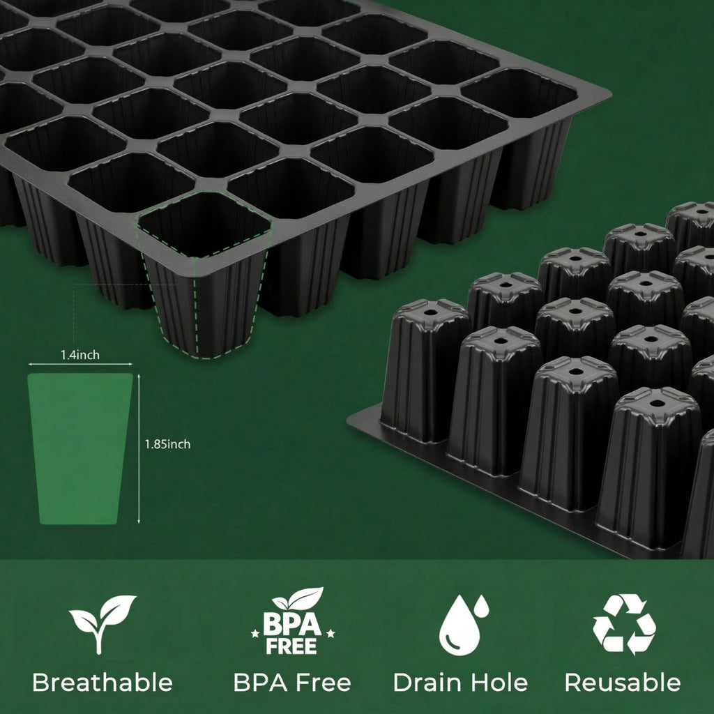 Gardzen 5-Set Seed Starter Tray Kits, Durable Plant Germination Trays with Humidity Vented Domes and Bases, Ideal for Seed Starting, Indoor Gardening, and Greenhouse (Total 200 Cells) | Durable Plant Germination Kit with Humidity Control Domes for Indoor