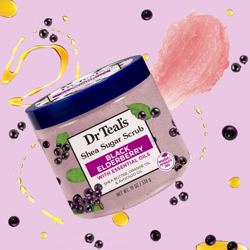 Dr Teal's Shea Sugar Body Scrub, Cannabis Sativa Hemp Seed Oil with Essential Oils, 19 oz (Pack of 3)