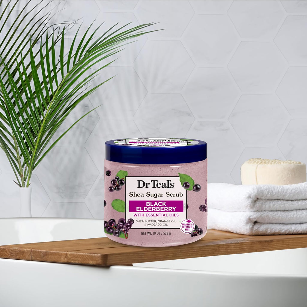 Dr Teal's Shea Sugar Body Scrub, Cannabis Sativa Hemp Seed Oil with Essential Oils, 19 oz (Pack of 3)