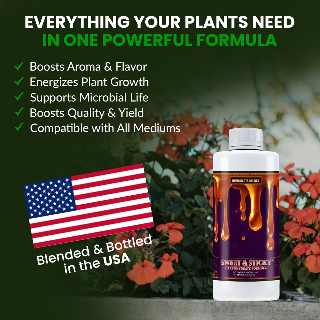 Humboldts Secret Sweet & Sticky Carbohydrate and Saccharide Plant Energy Additive | Indoor and Outdoor Plant Nutrients Enhancer for Growth and Aroma | Boosts Flavor and Development | 1 Gallon