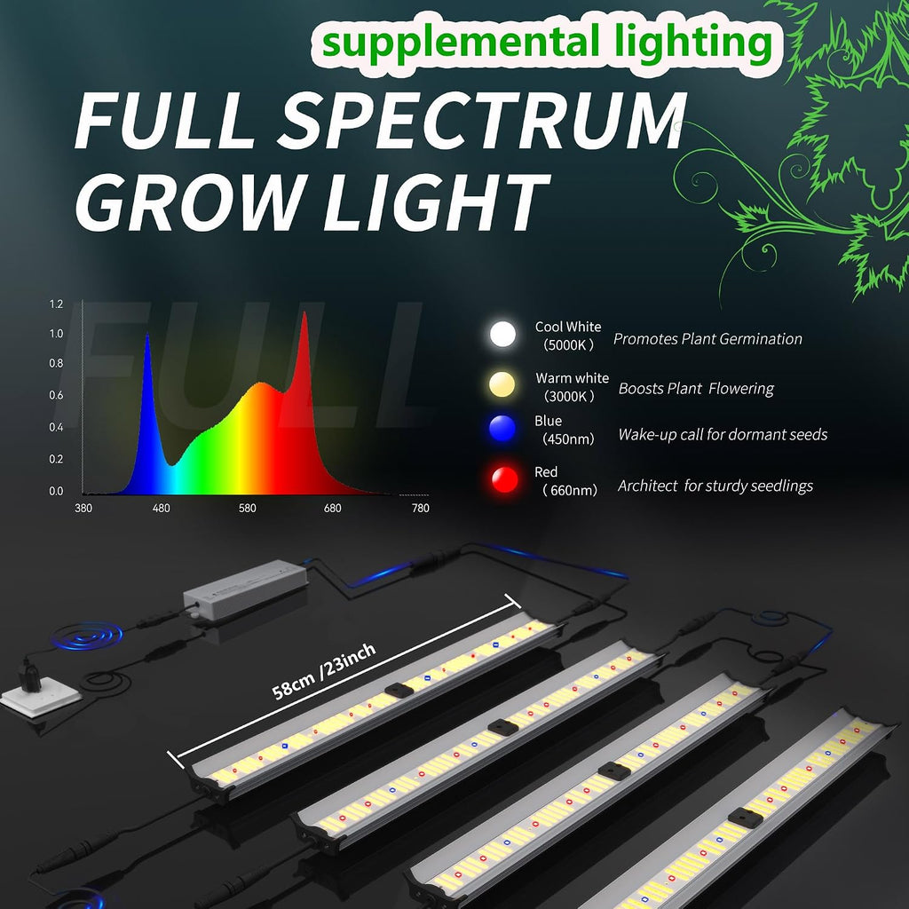 Under Canopy Led Grow Light Bars Full Spectrum Led Grow Lamps Grow Lights for Indoor Plants Dimmable Daisy Chain for Grow Lights Supplemental Lighting for Grow Tent