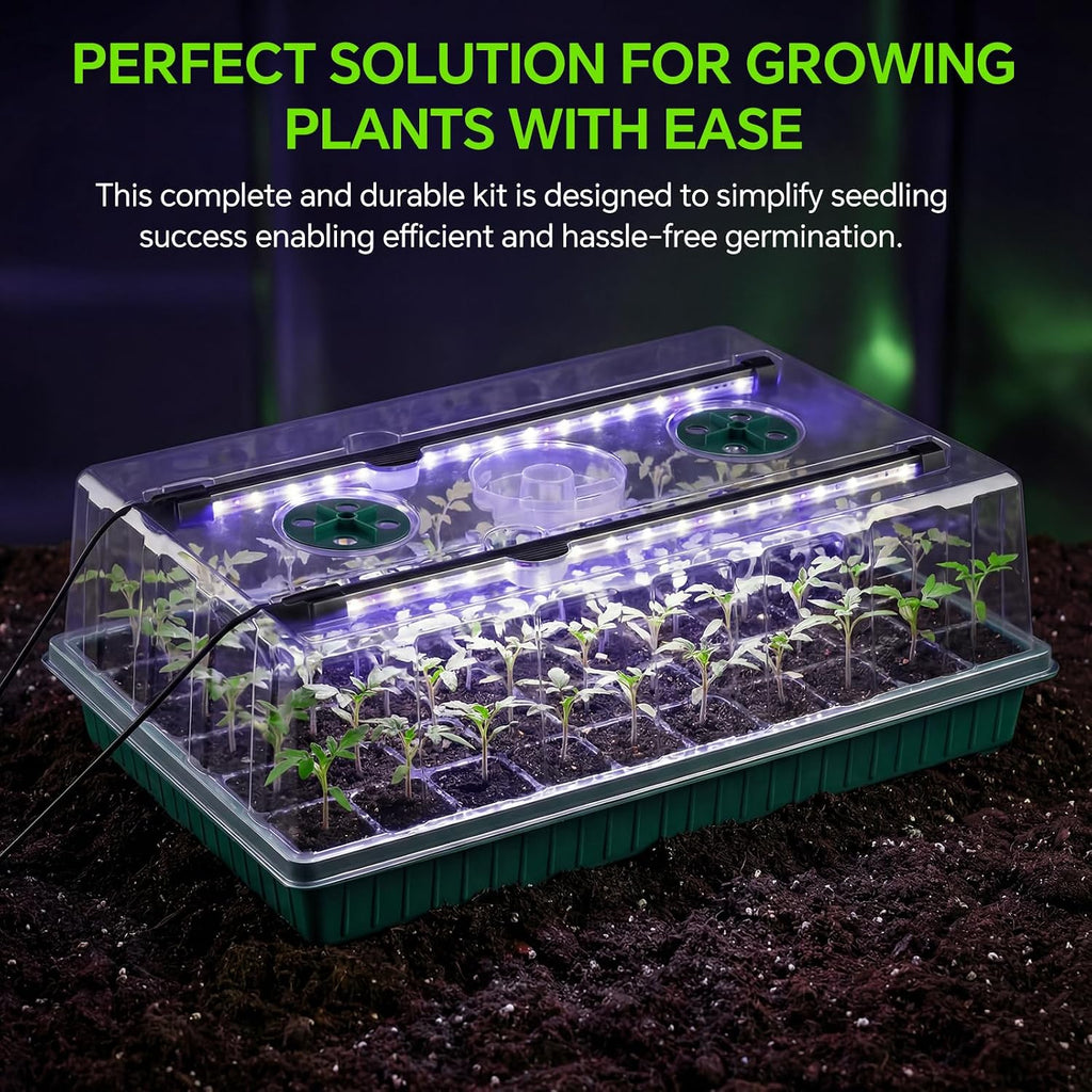 2 Pcks Seed Starter Tray 120 Cells Seed Starter Kit with Grow Light, Seed StartingTrays for Seed Seedling Planting Starter, Mini Greenhouse Plant Germination Trays