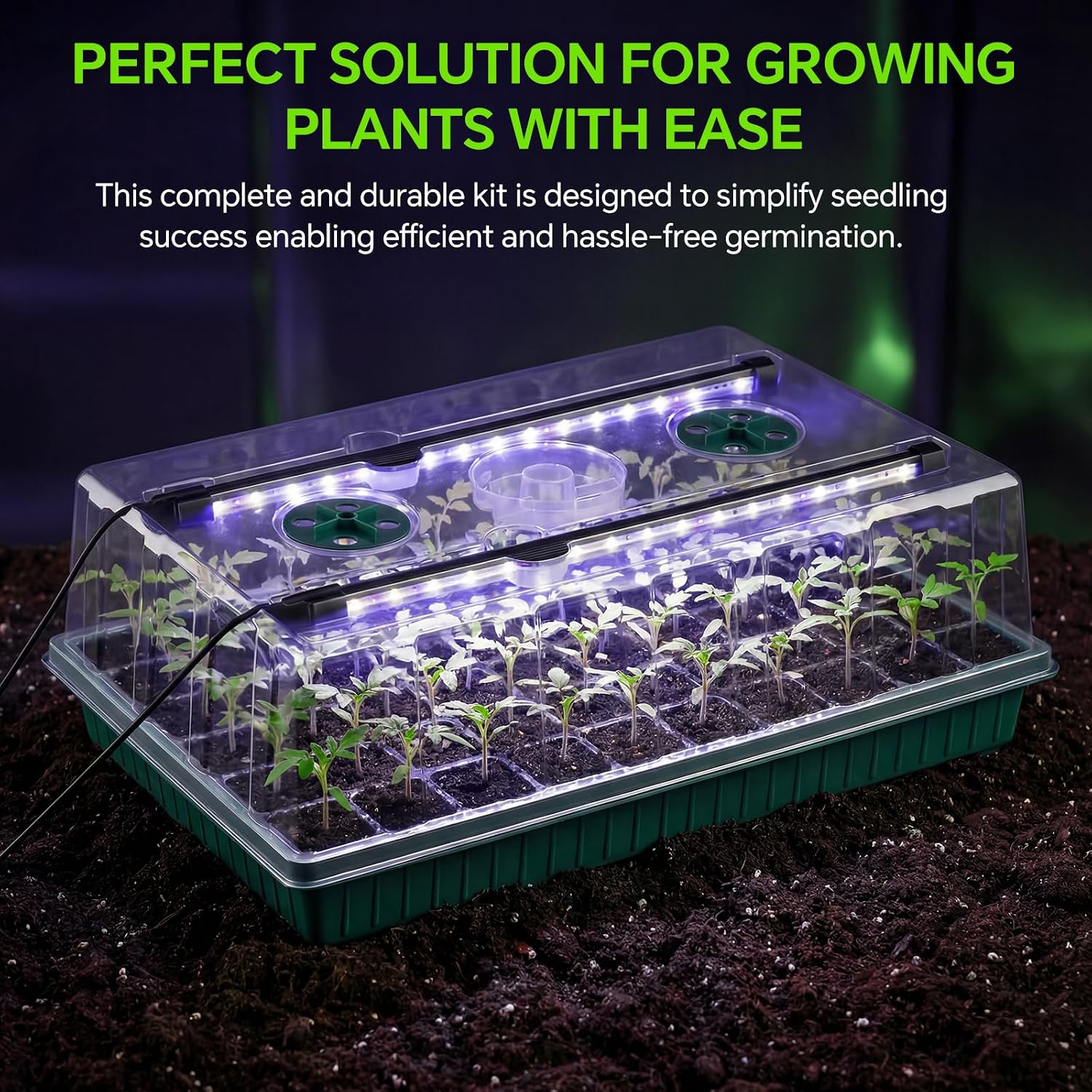 2 Pcks Seed Starter Tray 120 Cells Seed Starter Kit with Grow Light, Seed StartingTrays for Seed Seedling Planting Starter, Mini Greenhouse Plant Germination Trays