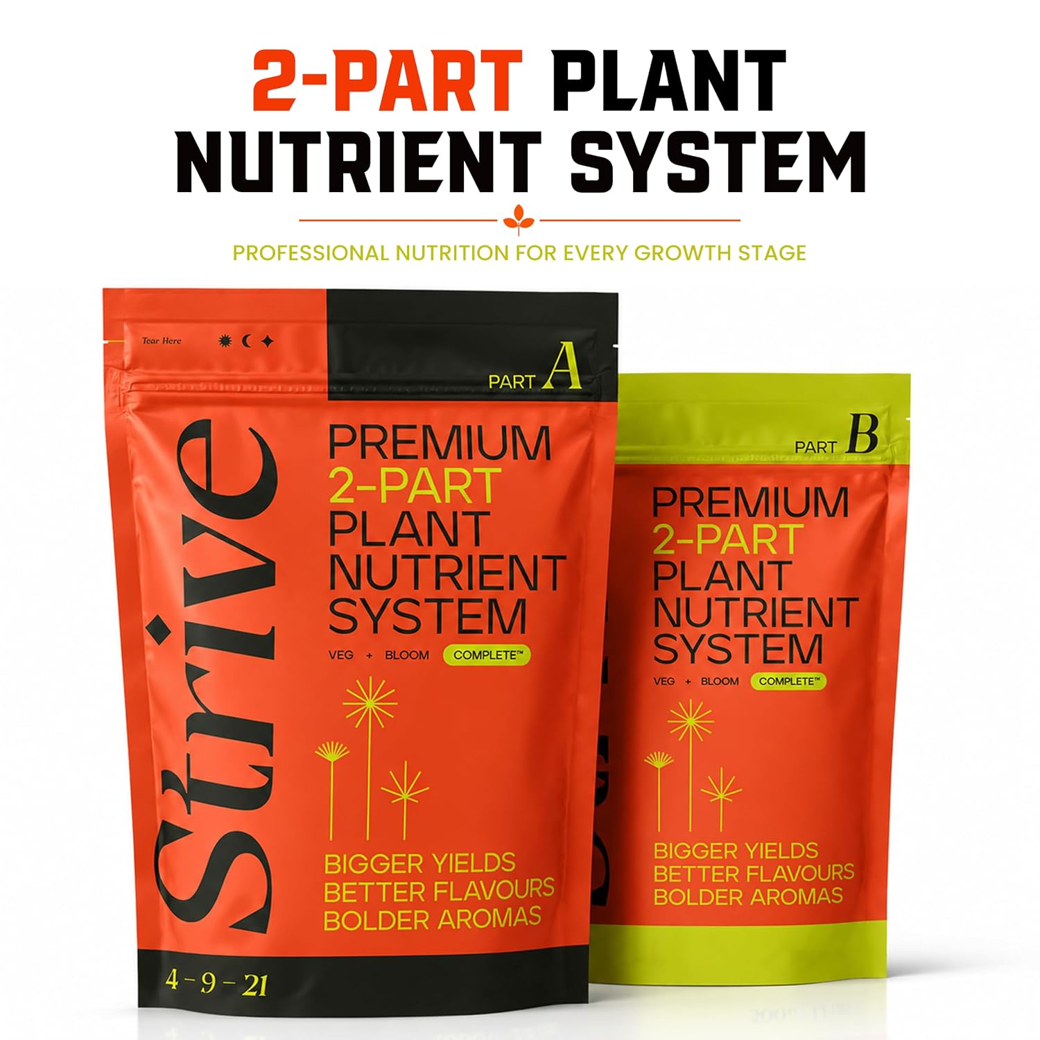 Strive Fertilizer Starter Kit Combo - Veg + Bloom General Hydroponic Nutrients - Indoor, Outdoor and Soil Growing Plant Food - Booster for Vegetables, Succulents, Flowers (Trial Combo 300 Grams)