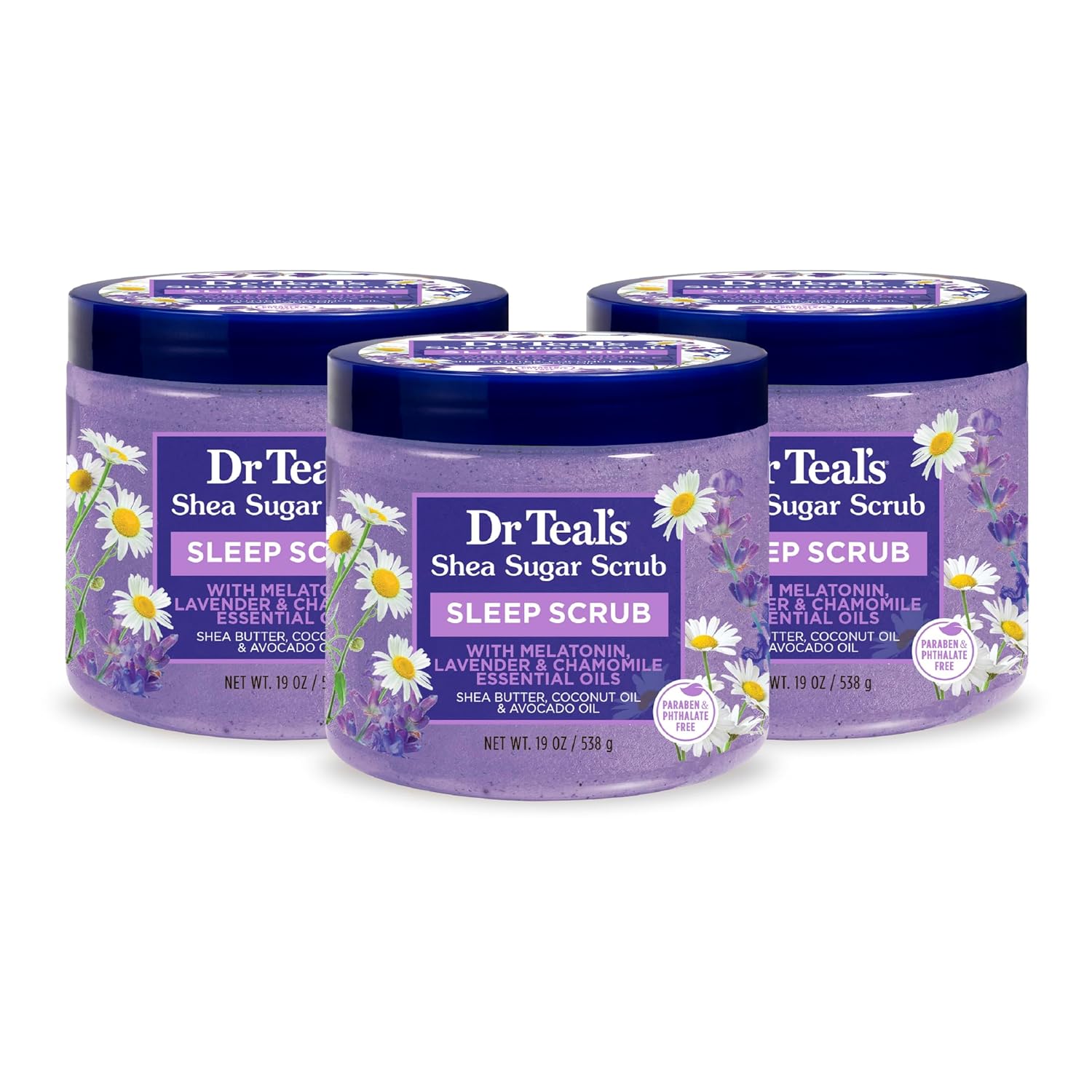 Dr Teal's Shea Sugar Body Scrub, Cannabis Sativa Hemp Seed Oil with Essential Oils, 19 oz (Pack of 3)