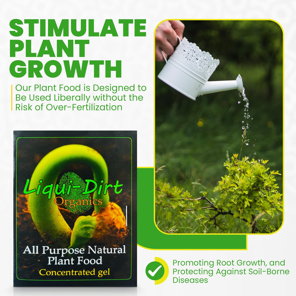 LiquiDirt Organic All-Purpose Plant Food - 100% Bio-Digested Liquid Fertilizer for Indoor Houseplants, Succulents, Herbs & Garden - Won't Burn Roots - Makes 250+ Gallons