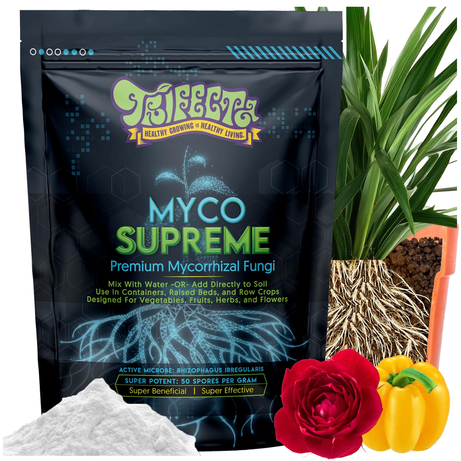 Trifecta Myco Supreme Root Stimulator | 2 oz | Ultra-Concentrated Mycorrhizal Fungi | Supports Strong Roots And Living Soil | For Trees, Roses, Flowers And Plants