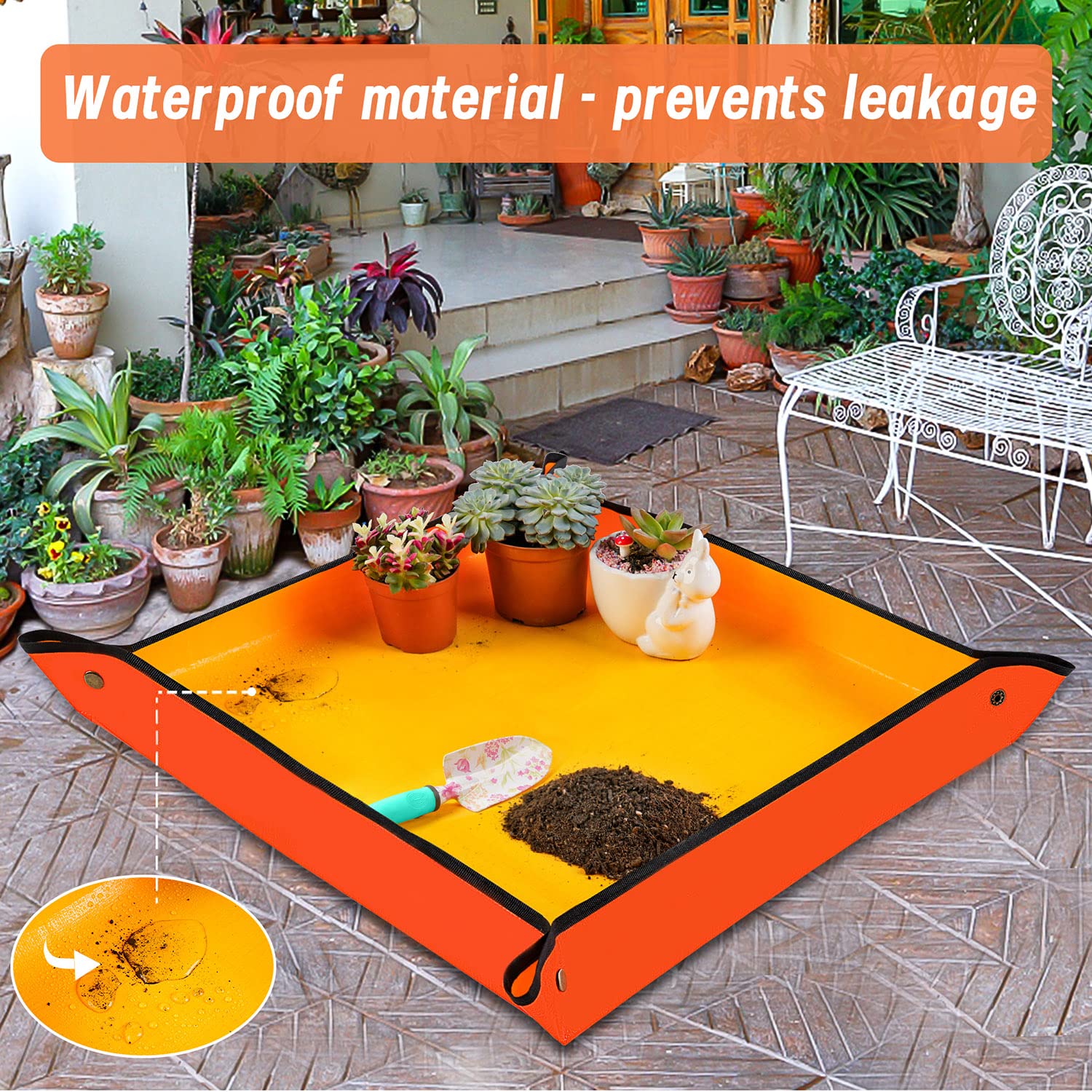 Repotting Mat for Indoor Plant Transplanting Control Mess, 26.8"X26.8" Waterproof Succulent Potting Mat Square Planting Tray Soil Change Mat Gardening Gifts for Plant Lovers