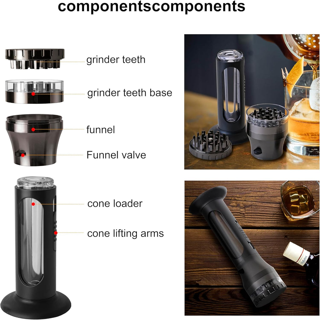 2 in 1 Herb Grinder Cone Loader Grinder Roller, Portable Grinder and Cone Filler, All in One Rolling Machine for King Size, Kitchen Use