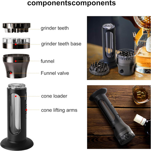 2 in 1 Herb Grinder Cone Loader Grinder Roller, Portable Grinder and Cone Filler, All in One Rolling Machine for King Size, Kitchen Use