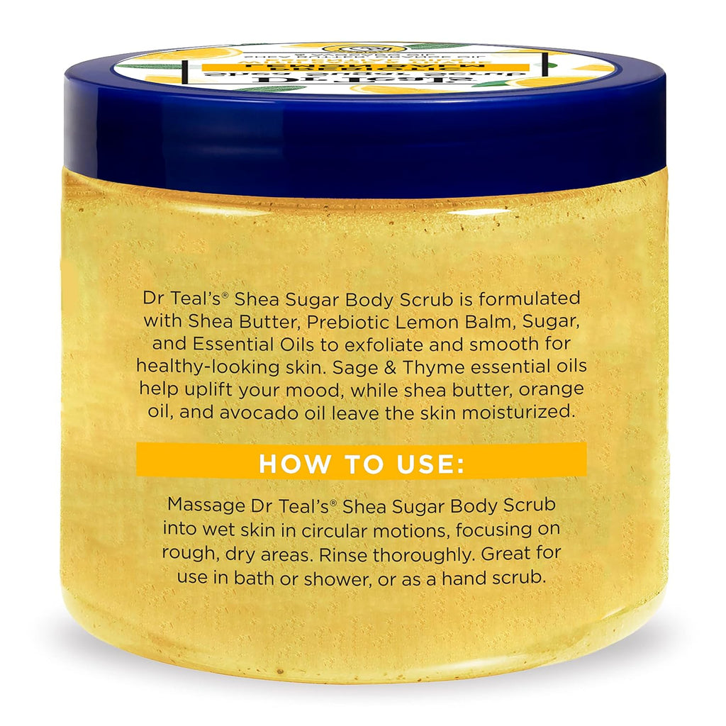 Dr Teal's Shea Sugar Body Scrub, Cannabis Sativa Hemp Seed Oil with Essential Oils, 19 oz (Pack of 3)