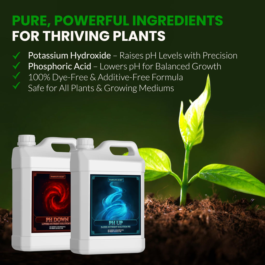 Humboldts Secret pH Up and pH Down Control Kit | Liquid Nutrient Solution Balancer for Plants | for Soil, Hydroponic, Coco, and DWC Systems | Supports Nutrient Absorption and Growth | 8 Ounce