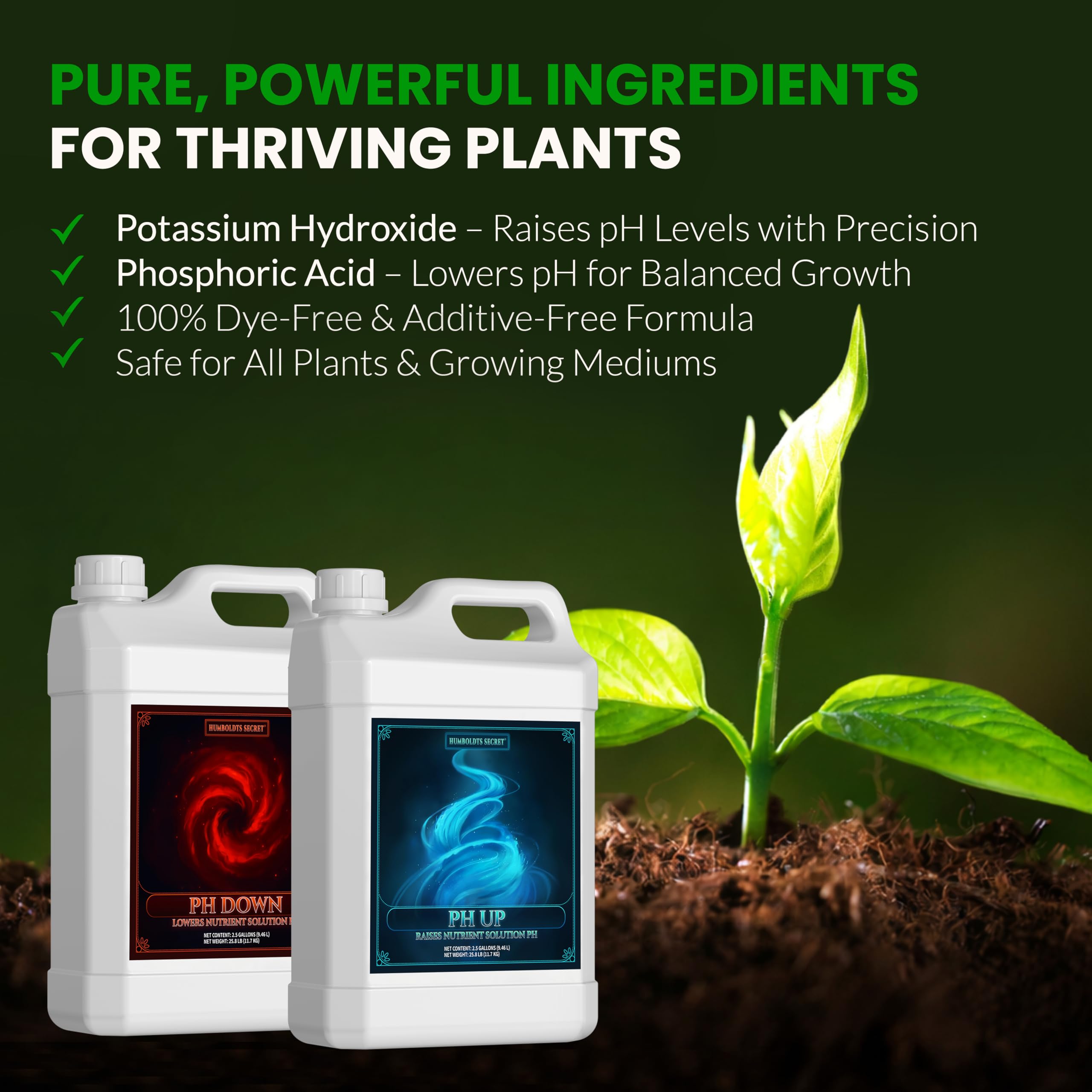 Humboldts Secret pH Up and pH Down Control Kit | Liquid Nutrient Solution Balancer for Plants | for Soil, Hydroponic, Coco, and DWC Systems | Supports Nutrient Absorption and Growth | 8 Ounce