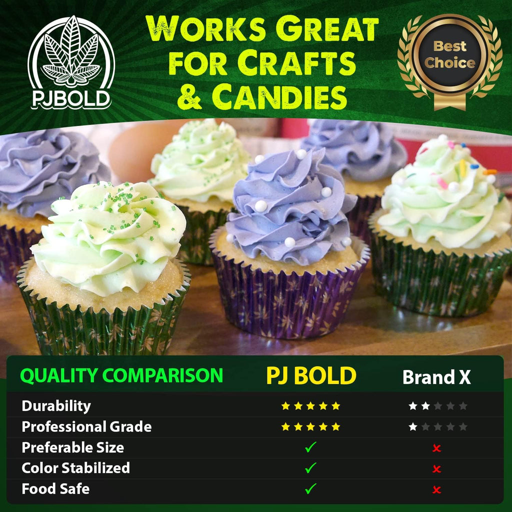 Green Foil Cupcake Liner with Marijuana Leaf Design