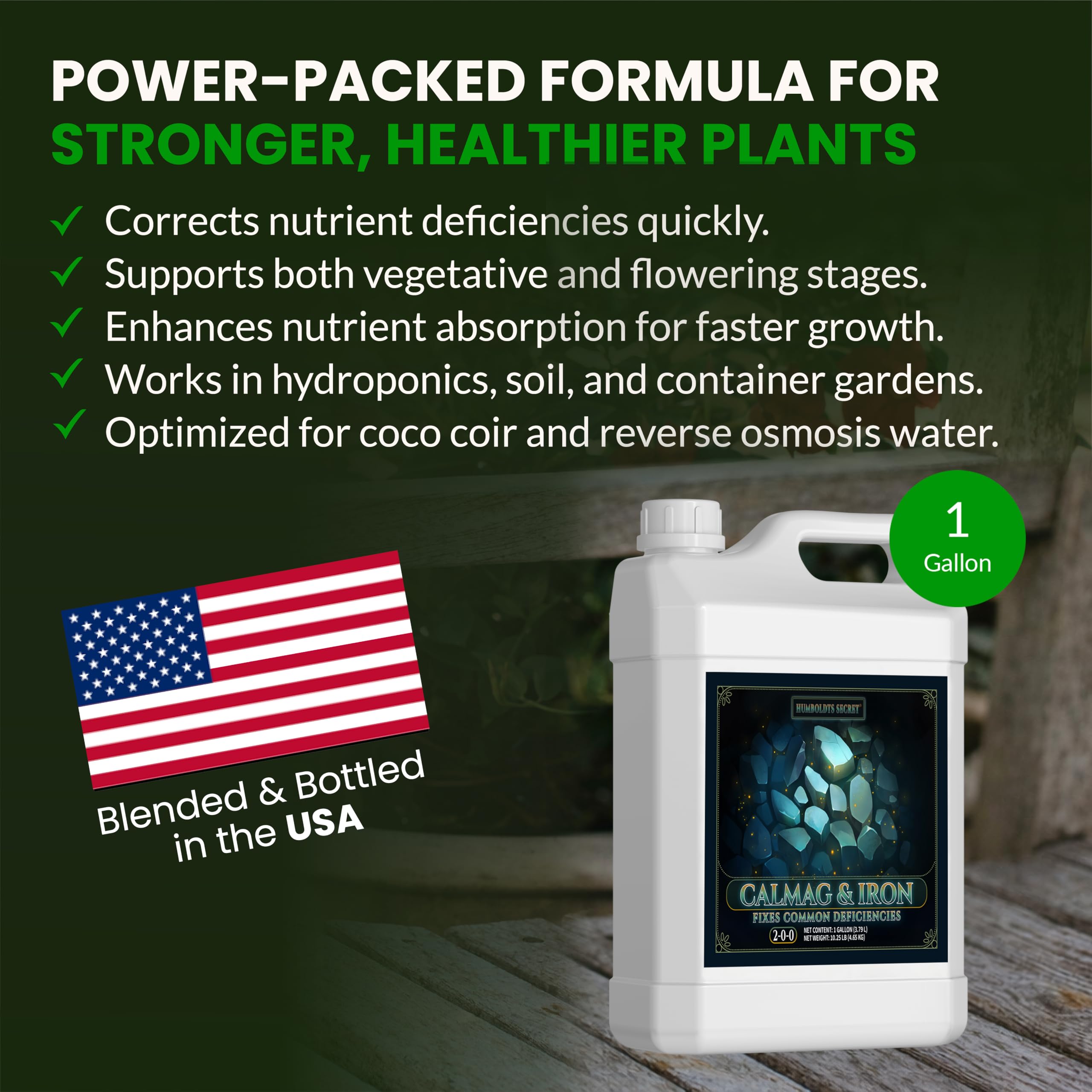 Humboldts Secret CalMag & Iron | Calcium, Magnesium & Chelated Iron Nutrient Fertilizer | Hydroponic Supplies for Vegetative & Flowering Growth in Soil, Coco, Hydroponics or RO Water | 8 Ounce
