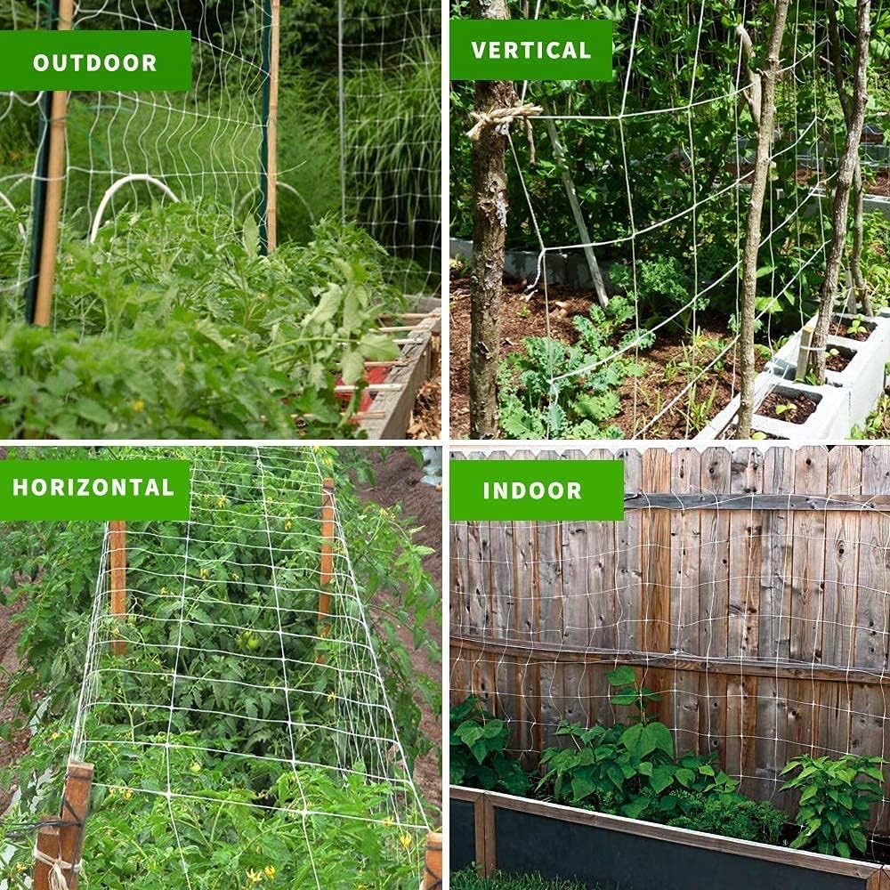 Tcamp Heavy-Duty Polyester Garden Trellis Netting, 5Ft x15Ft (1 Pack) | 3.5" Opening Mesh Plant Climbing Net for Growing Vines Plants Vegetables Fruits Flowers, White Grow Tent