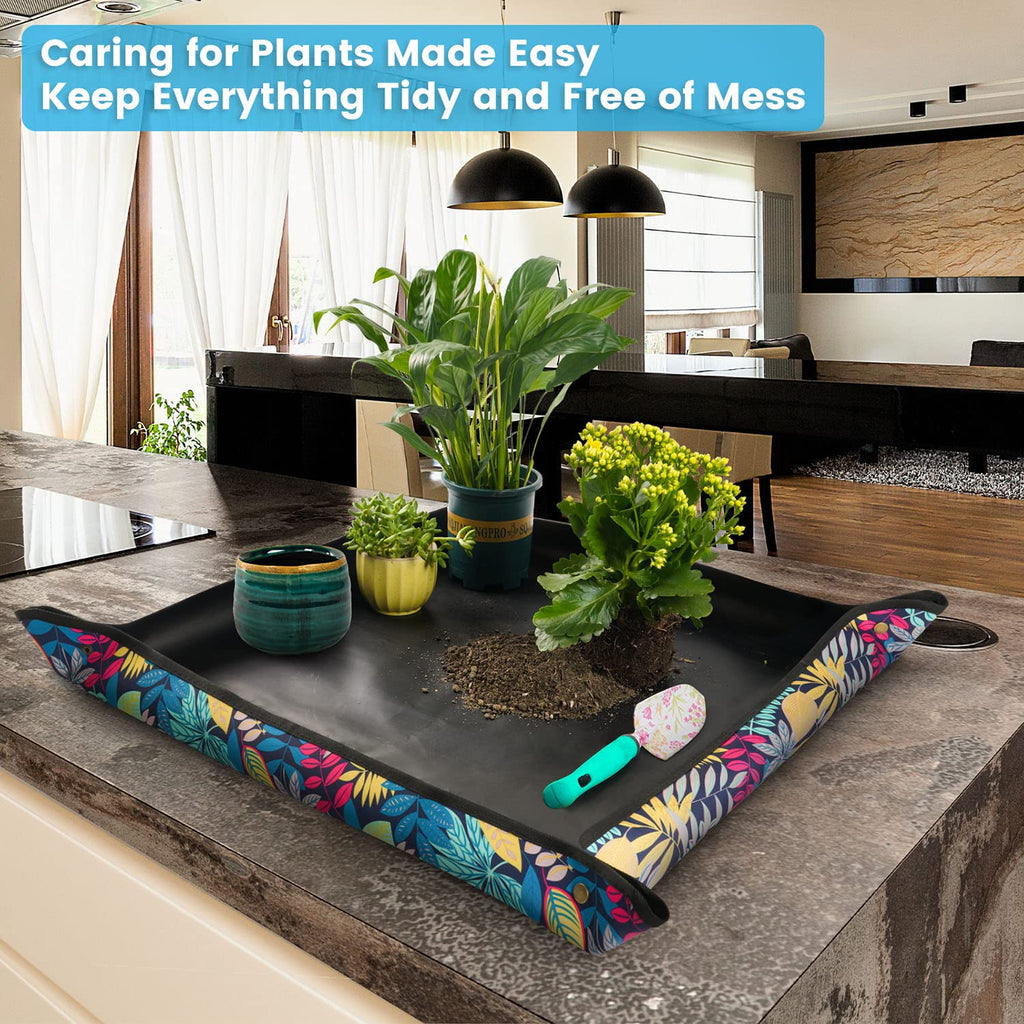 Repotting Mat for Indoor Plant Transplanting Control Mess, 26.8"X26.8" Waterproof Succulent Potting Mat Square Planting Tray Soil Change Mat Gardening Gifts for Plant Lovers