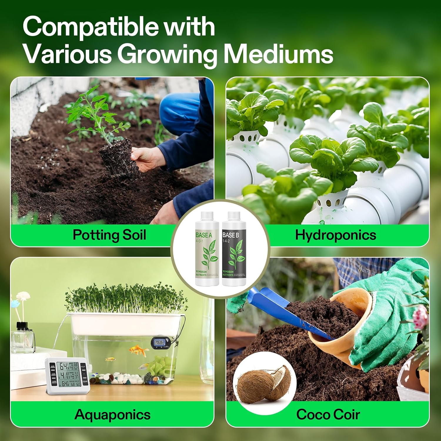 VIVOSUN Liquid Nutrients Base A & B Bundle, Set of 8oz | Grow Big Hydroponic Fertilizer, Supports Vegetative and Flowering Stages for Outdoor, Indoor Plants, Best Plant Food