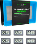 Trim Tray Bin – Durable, Premium Quality Set w/ 2-Tier Trimming Tray, 150 Micron Screen Harvest Trim Tray for sifting, Trim Bucket with Mini Hygrometers - Humidity Meters