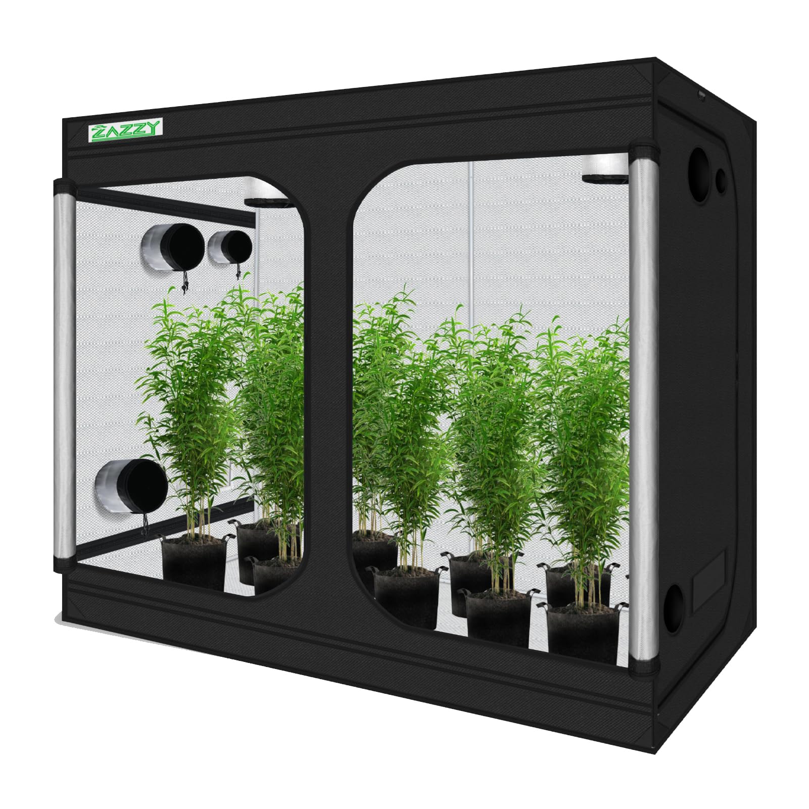 zazzy 3'X3' Grow Tent 32"x32"x63", High Reflective Mylar Growing Tent | Observation Window, Removable Floor Tray and Tool Bag for Planting Indoor Fruit Flower Veg