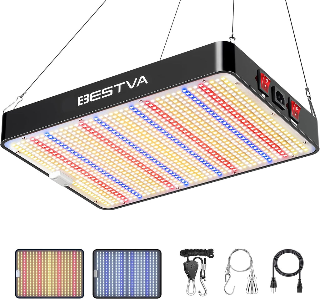 DC2000 Grow Light for Indoor Plants, Dimmable Full Spectrum LED Plant Light | BESTVA 200W LED Plant Light with Veg/Bloom Mode for Indoor Growing, Plant Lamps for Seed Starting Vegetables in 3x3 Grow Tent