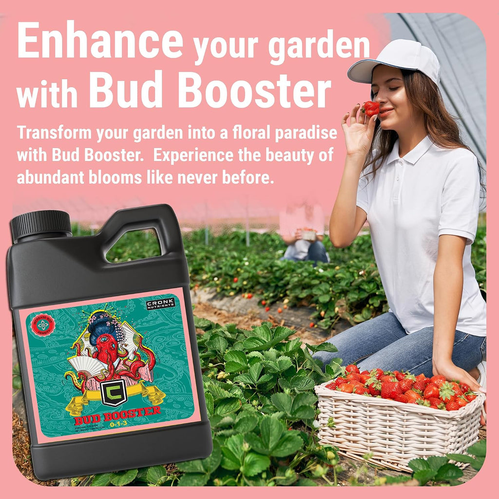 Cronk Nutrients Bud Booster, Best Budding Fertilizer Maximum Blooms, 500 mL | Hydroponic Nutrients for The Bloom Phase - Balanced pH Formula - Suitable for Soil, Soilless, and Hydroponic Systems