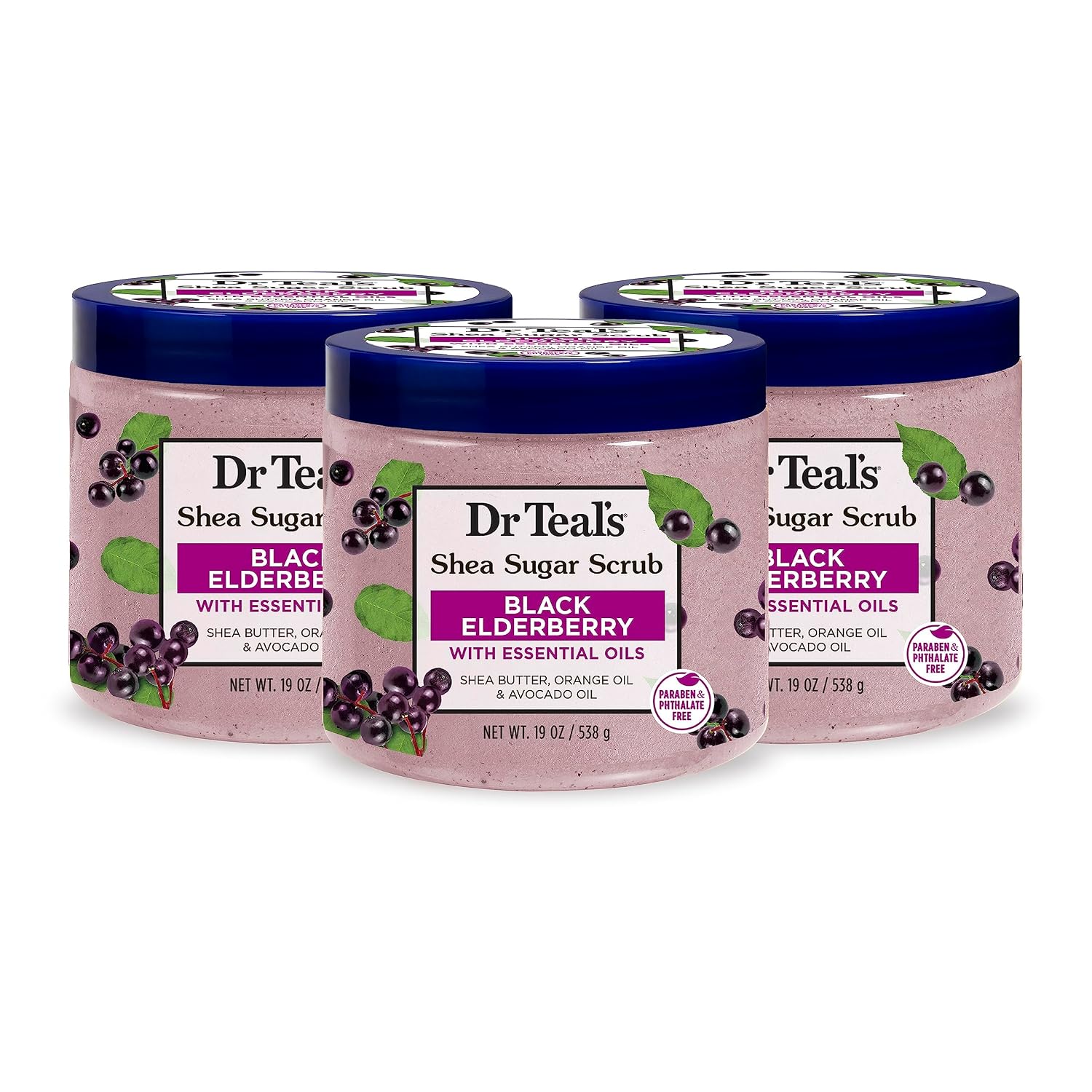 Dr Teal's Shea Sugar Body Scrub, Cannabis Sativa Hemp Seed Oil with Essential Oils, 19 oz (Pack of 3)