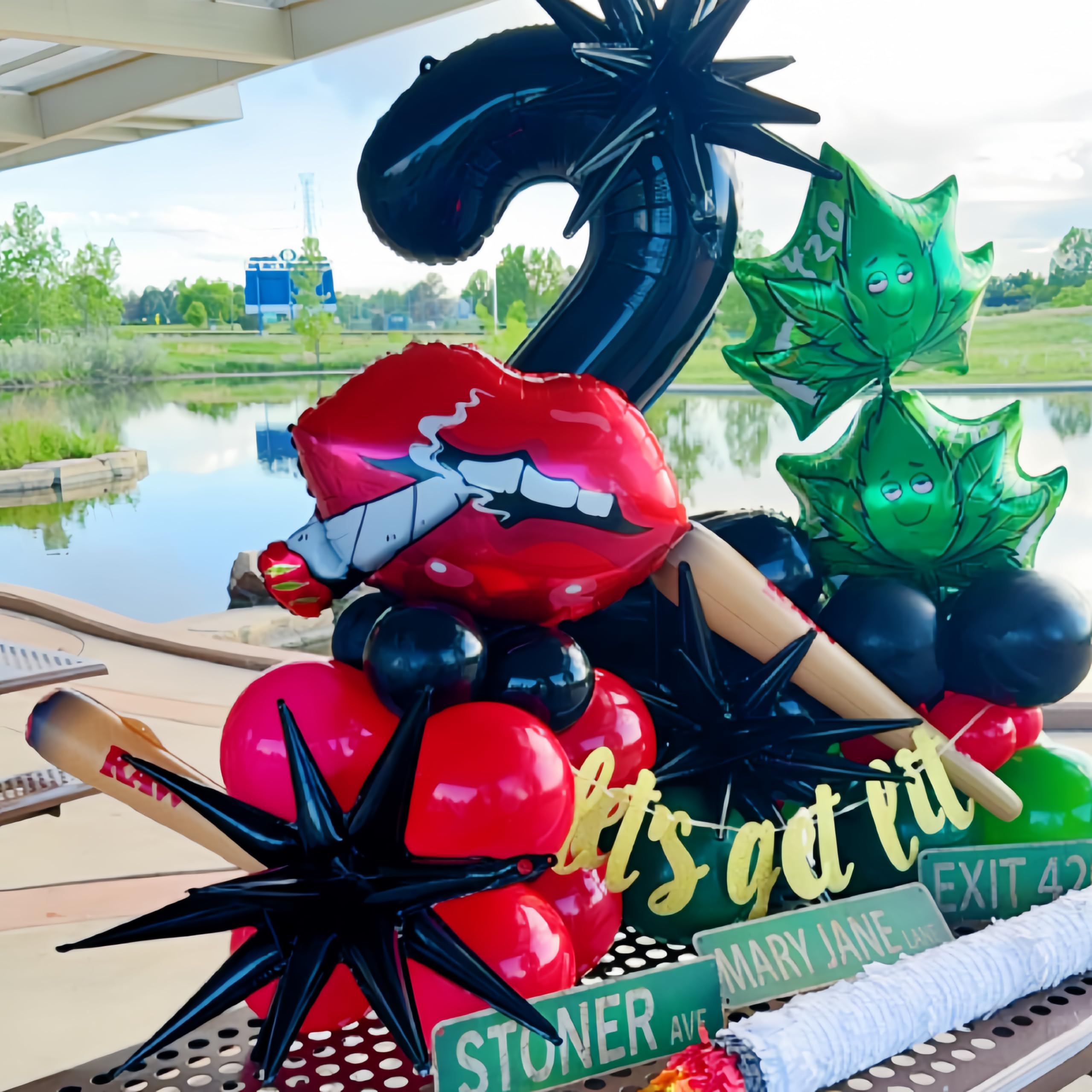 6 PCS Weed Marijuana Balloons/Weed Party Decorations for Adults/420 party decorations/Cannabis Birthday Themed Party/Lets Get Lit /Marijuana Theme Weed Aluminum Balloon/Weed Balloons Party Supplies