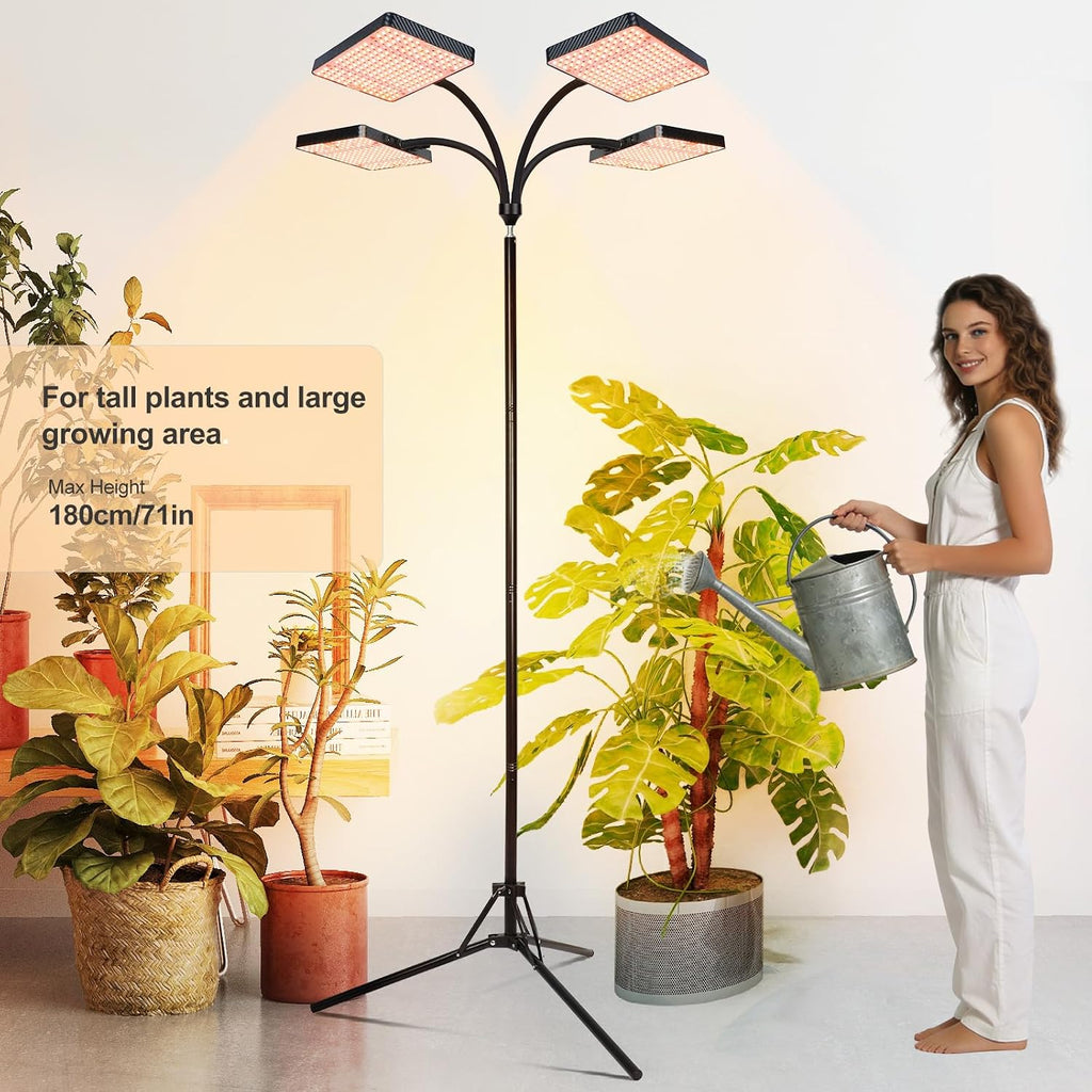 FECiDA Upgraded Stand Grow Lights for Tall House Plants, Indoor Bonsai Tree | 5-Mode 4/8/12/16/20 Hr Timer, 100 Watt Power Draw, 4x Brightness, New Stable Stand, 24"-76" Height Adjustable