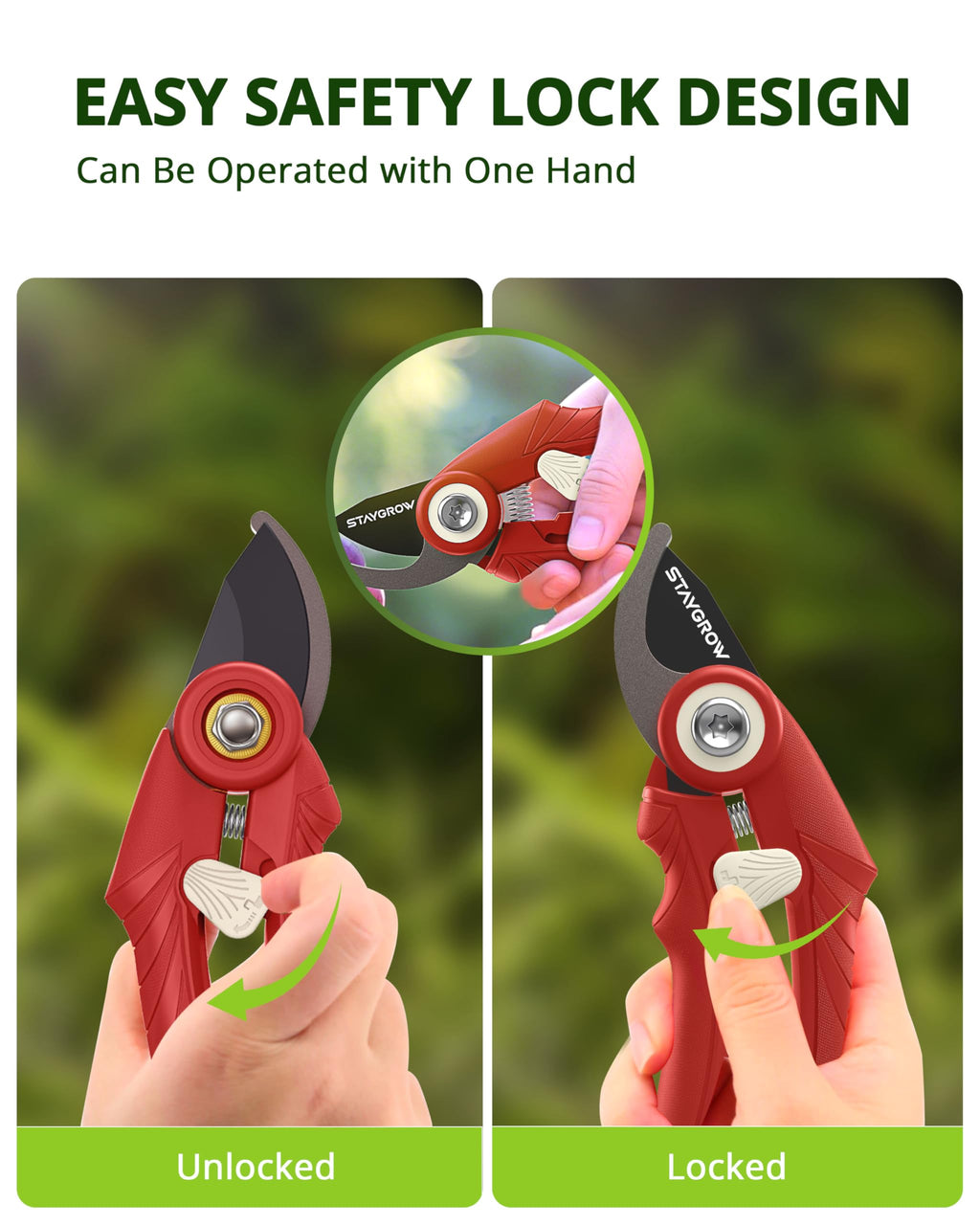 2pcs 6.5" Pruning Shears for Gardening Ultra Sharp Garden Scissors | Plant Snips for Precise Cuts, Stainless Steel Bonsai Clippers with Spring Loaded, Garden Shears (1pc Straight & 1pc Curved)