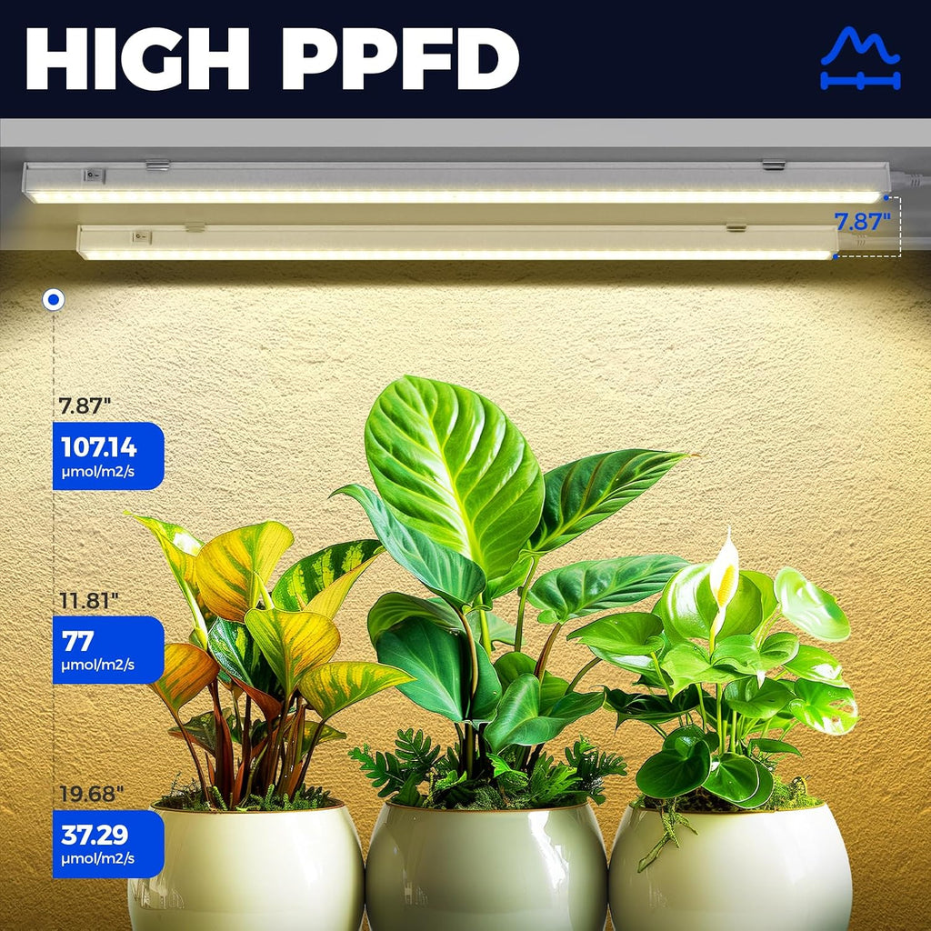 Barrina T5 Grow Lights, Full Spectrum, 2ft 80W (8 x 10W), Yellow, 8 Packs | LED Grow Light Strip for Indoor Greenhouse, Shelf, Plug and Play, Easy Install, Linkable Plant Growing Lamp for Seedlings