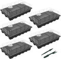 Gardzen 5-Set Seed Starter Tray Kits, Durable Plant Germination Trays with Humidity Vented Domes and Bases, Ideal for Seed Starting, Indoor Gardening, and Greenhouse (Total 200 Cells) | Durable Plant Germination Kit with Humidity Control Domes for Indoor
