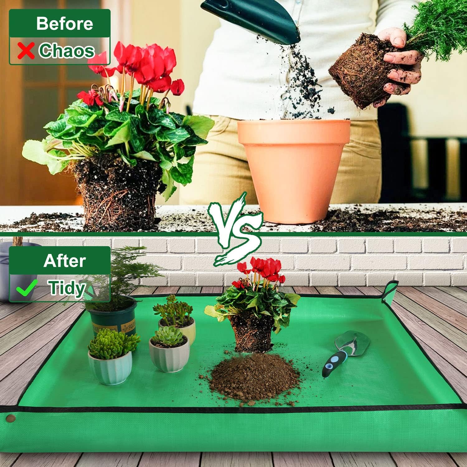 Large Repotting Mat for Plant Transplanting and Mess Control Thickened Waterproof Potting Tray Succulent Potting Mat Portable Gardening Mat Plant Gifts for Women