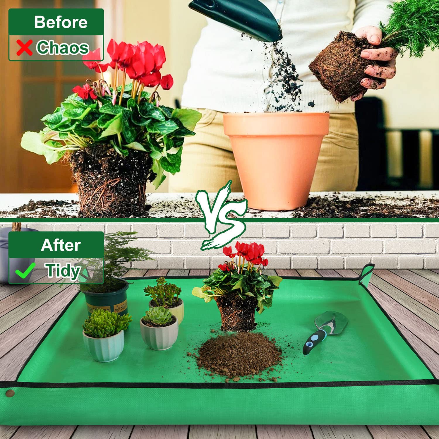 Large Repotting Mat for Plant Transplanting and Mess Control Thickened Waterproof Potting Tray Succulent Potting Mat Portable Gardening Mat Plant Gifts for Women