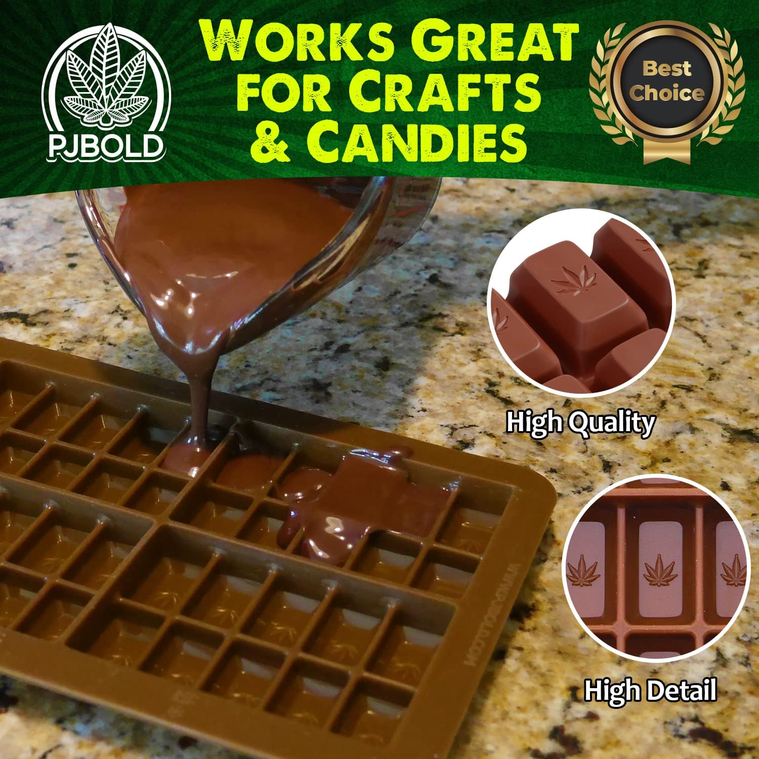 Small Leaf Chocolate Bar Silicone Candy Mold Trays, 2 Pack