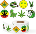 500Pcs Weed Marijuana Stickers Roll for Adult Cannabis Green Leaf Decals Decorations Trippy Smoking Have a Dope Birthday Party Favors Merch Gifts for 420 Stoners Laptop Water Bottles Journaling Decor