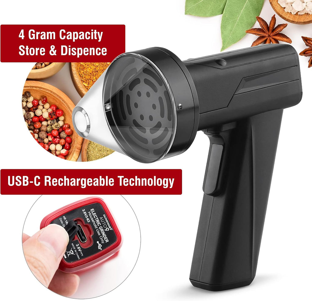 2.5" Large Electric Grinder Herb Grinder, Auto Spice Grinder with Auto Dispensing (Black)