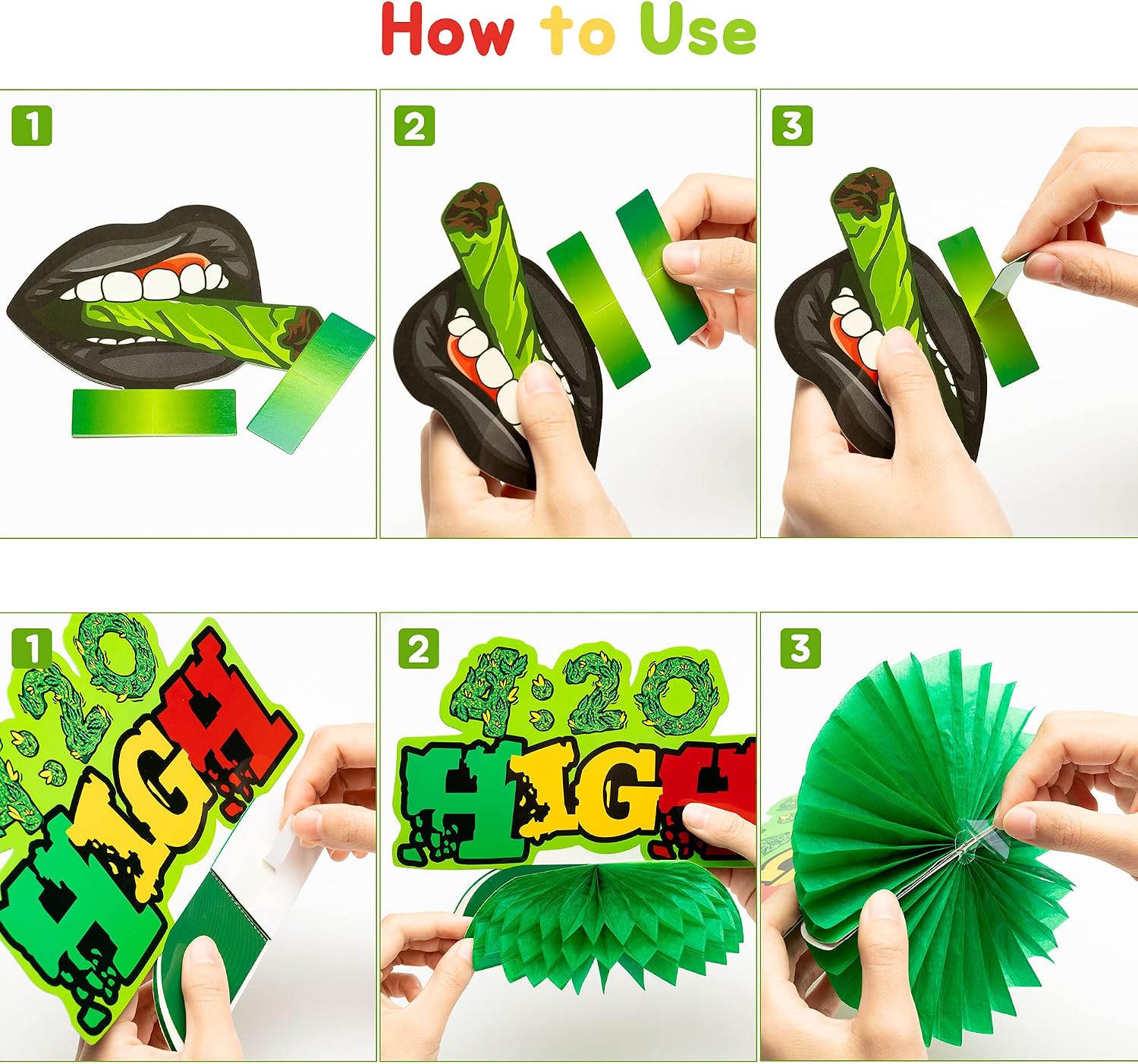 12Pcs Weed Themed Honeycomb Centerpieces Table Toppers Smoking Marijuana Green Pot Leaves Cannabis Stoner 420 Have a Dope Birthday Party Decorations Supplies Photo Booth Props for Adults