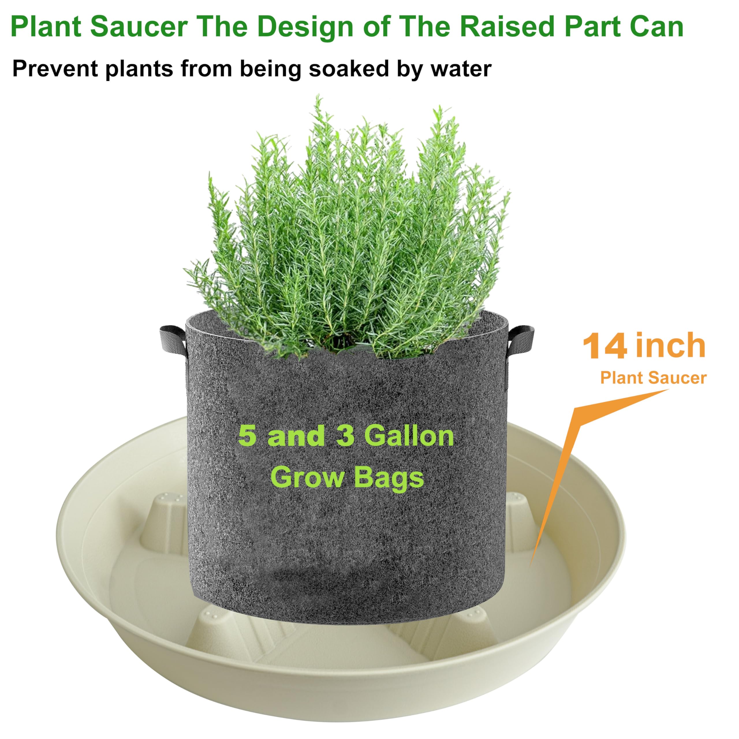 4 Pack Plant Saucer 8 inch, 10 12 14 17 inch, Plant Stand Plastic Plant Saucers for Indoors Outdoor, Heavy Duty Flower Planter Drip Trays for Pots, Pot Saucers for Plants, Grow Bags Saucers