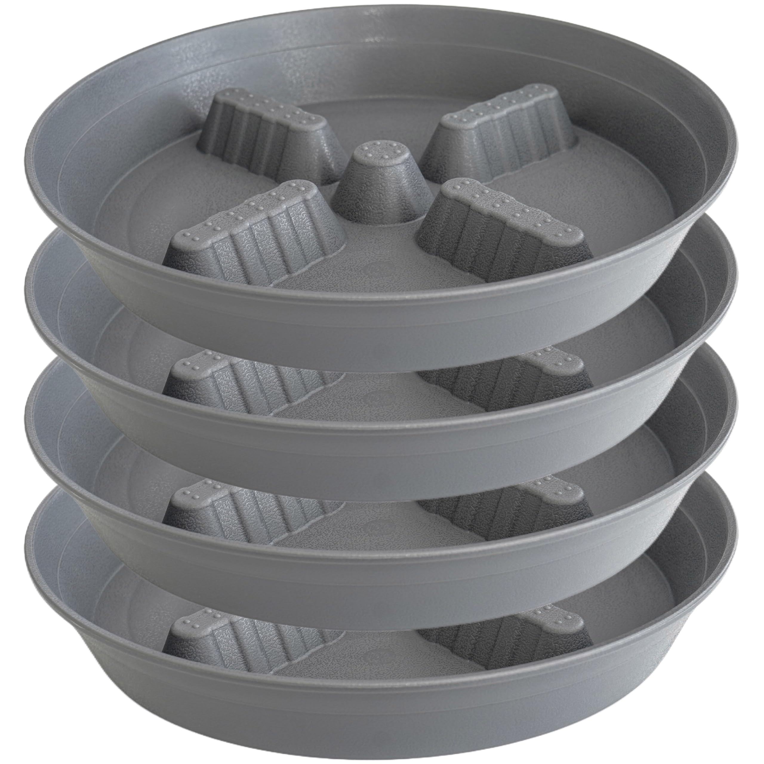 4 Pack Plant Saucer 8 inch, 10 12 14 17 inch, Plant Stand Plastic Plant Saucers for Indoors Outdoor, Heavy Duty Flower Planter Drip Trays for Pots, Pot Saucers for Plants, Grow Bags Saucers