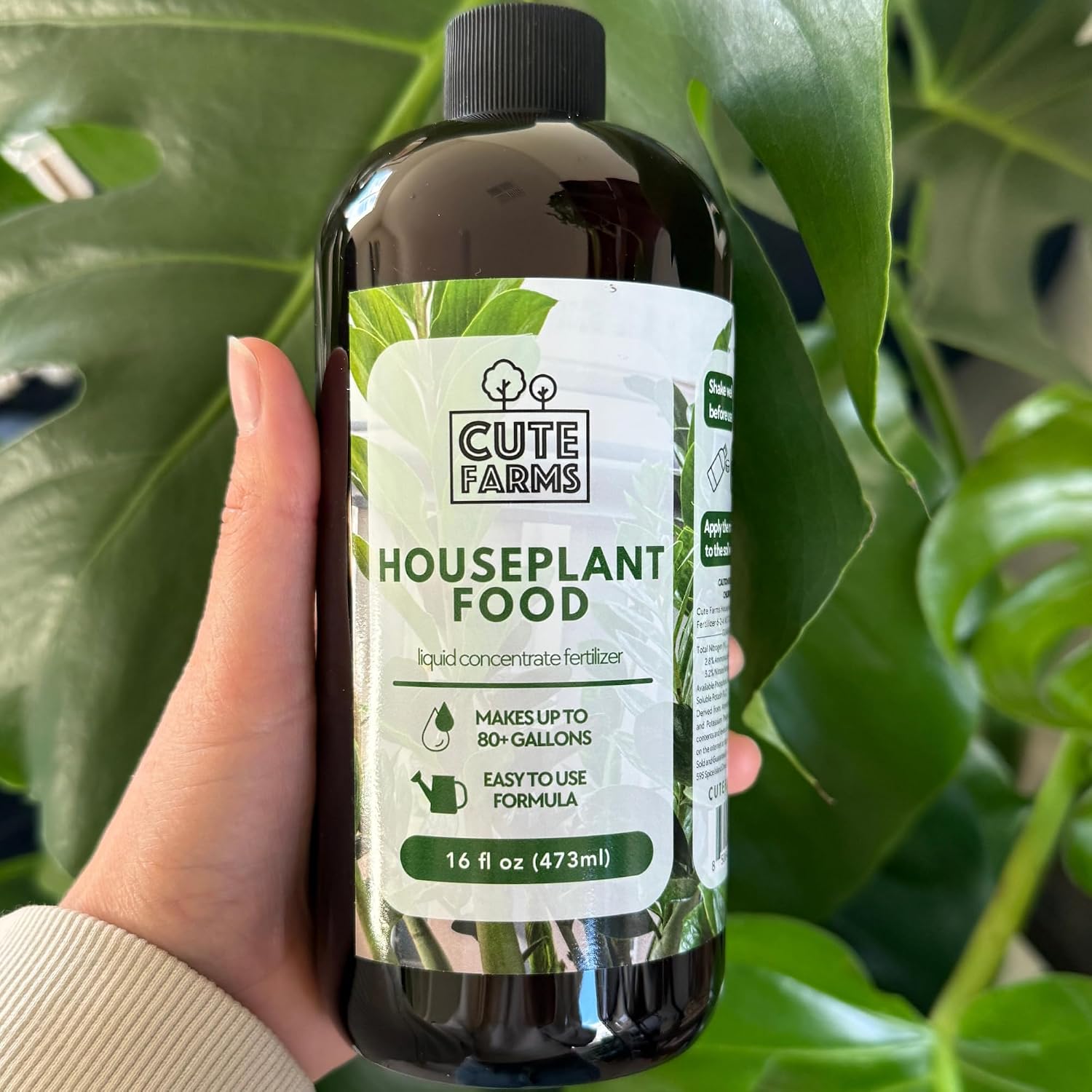 Houseplant Food 16oz Concentrated Fertilizer for Pothos, Monstera and More - All Purpose Indoor Plant Food - Makes up to 80+ Gallons - Cute Farms