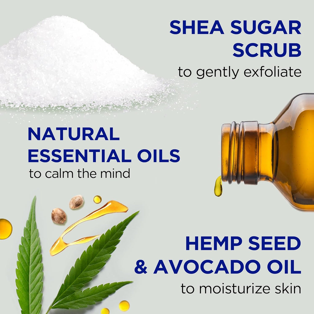 Dr Teal's Shea Sugar Body Scrub, Cannabis Sativa Hemp Seed Oil with Essential Oils, 19 oz (Pack of 3)