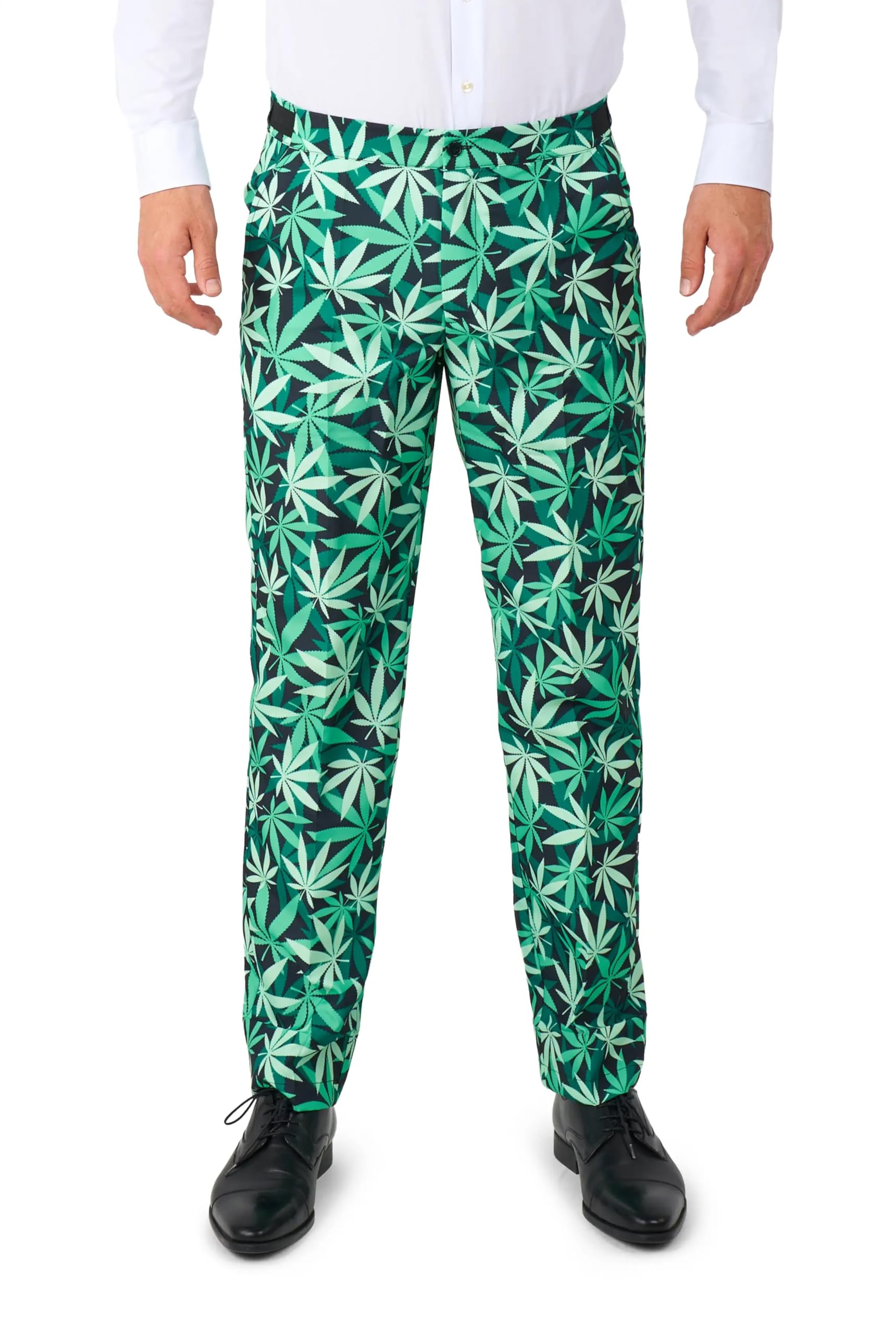 Suitmeister Men's Funny Suit - Cannabis Weed Print Outfit Slim Fit - Green